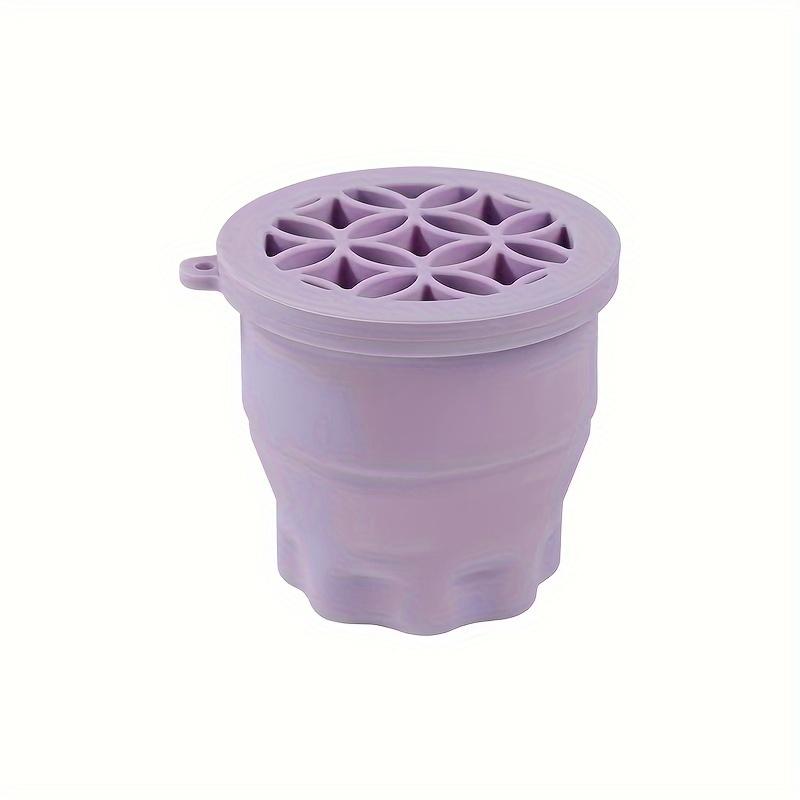 2-In-1 Silicone Folding Portable for Makeup Brush Cleaning Bowl with Drying Rack, a Tool for Cleaning Beauty Brushes