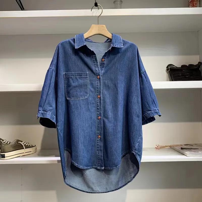 

Women Retro Short Sleeved Denim Jacket Sportswear Cowboy Coat Female Casual Ladies Tops XS темно-синий