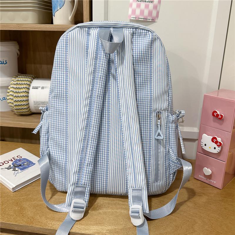Striped Backpack, Student Schoolbag, Commuter Large-capacity Backpack