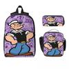 3Pcs P-popeyes Accessories Backpack Set for Boy Girl Pencil Boxes Bookbag Sets with Lunch Box For School Students Daypack