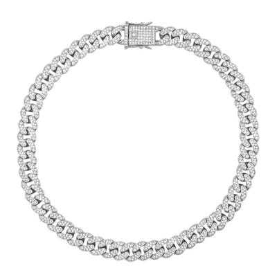 Takeda Jewelry Men's Iced Out Cuban Chain Necklace with Rhinestones, Silver, 14mm Wide, Hip Hop Streetwear Accessory, Gift-Ready, 40/45/50/55/60cm Lon