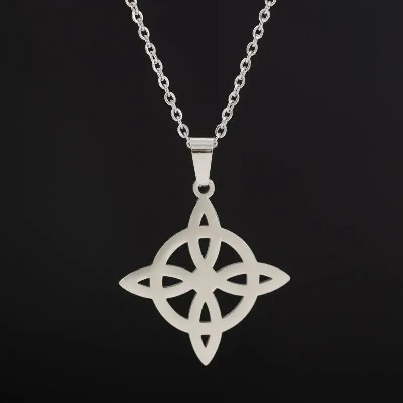 Style Trinity Celtic Knot Shield Pendant Witch Knot Necklace Men Women Irish Protection Amulet Jewelry
