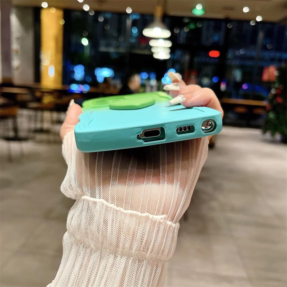 Fashion 3D Love Heart Gradient Case For iPhone 15 Pro Max 14 Plus 13 12 11 Pro X XS XR XS Max 7P 8Plus SE 2020 Curly Wave Soft TPU Cover