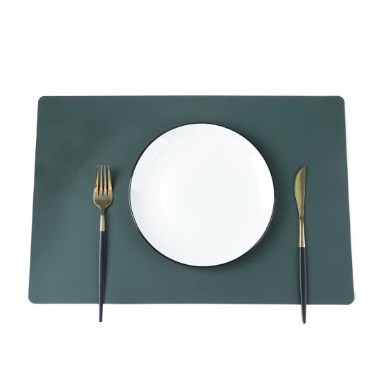 

Салфетки из искусственной кожи, термостойкий противоскользящий коврик для стола, грязеотталкивающие многоразовые прямоугольные салфетки для домашнего декора кухни, обеденный стол зелёный