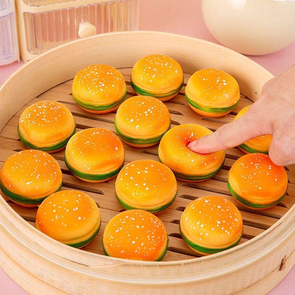 High Quality Gifts Tpr Pinch Toy Hamburger Slow Rebound Fidget Toy Stress Relief Delicious Food Simulation Hamburger Kids