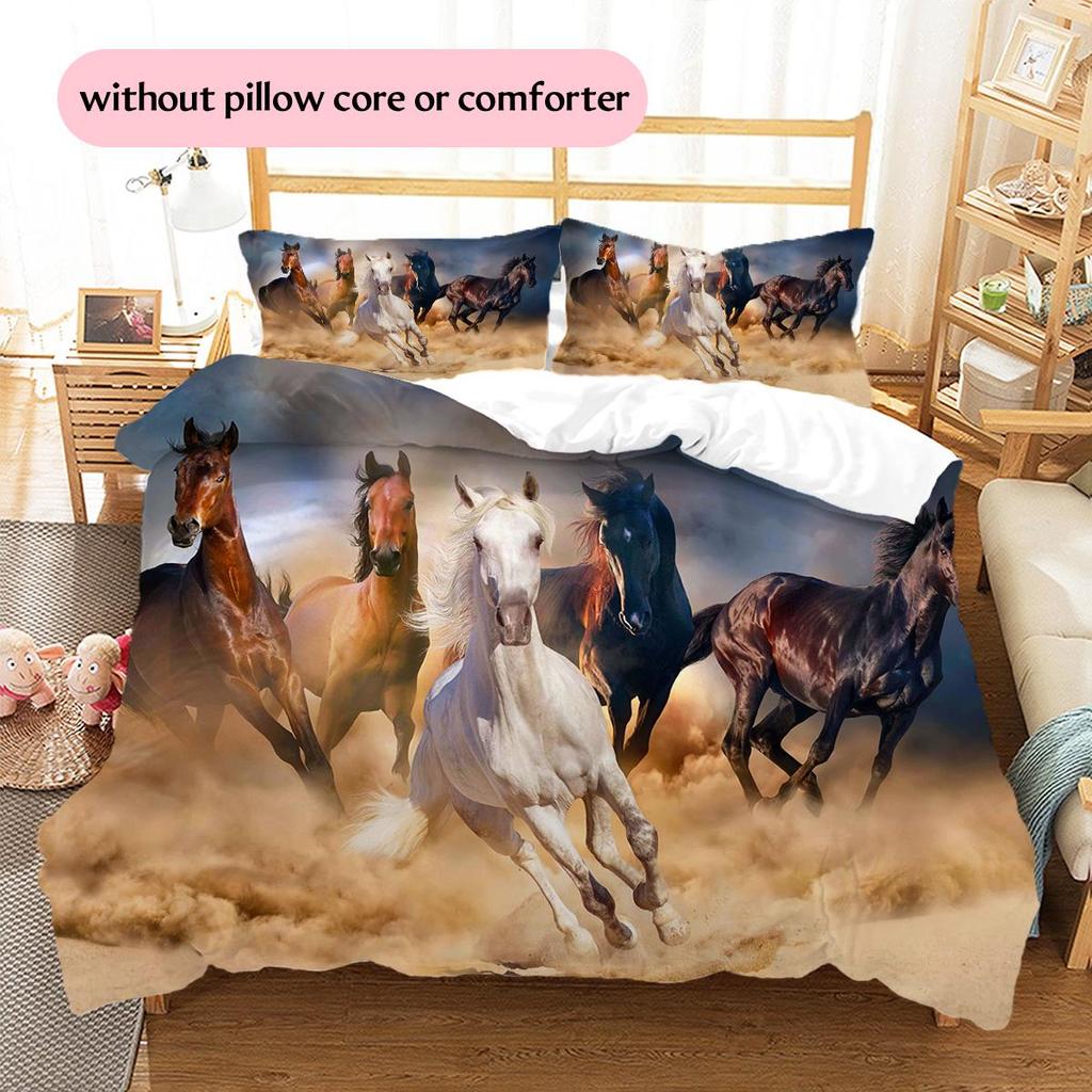 1PC Horse Bedding Quilt Set Quilt Cover Pillowcase Home Decoration Birthday Gift (1 * duvet cover + 2 * pillowcase, without core)