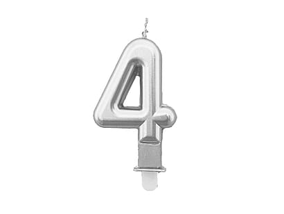 Świeczka Cyfra "4" Srebrna