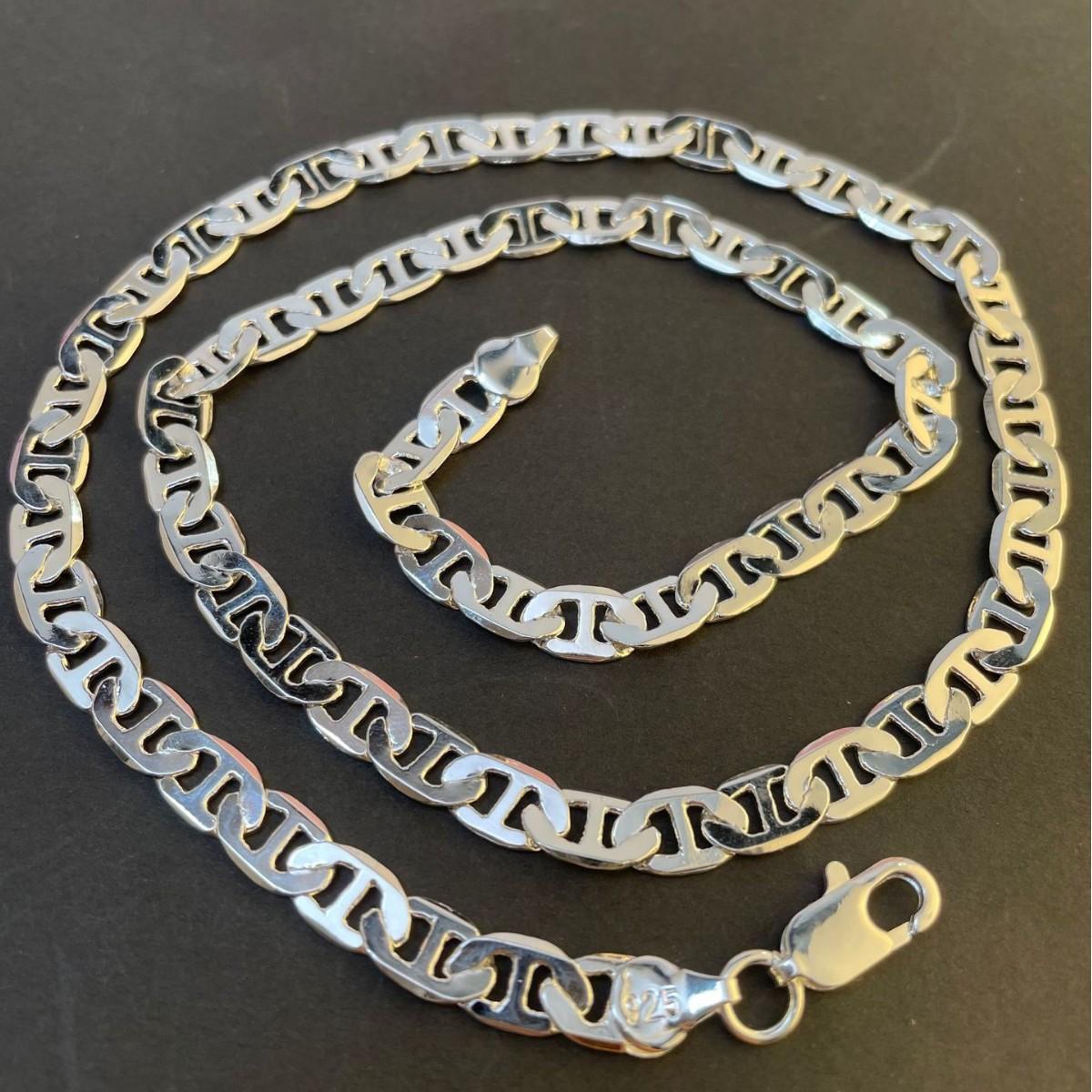 2026 Jewelry Plated 925 Silver Necklace Plated 18K Gold 6MM Japanese Character Chain 6MM*45CM