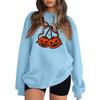 Women's Comfortable Round Neck Long Sleeve Sweatshirt Loose Fit Casual with Color and Halloween Print