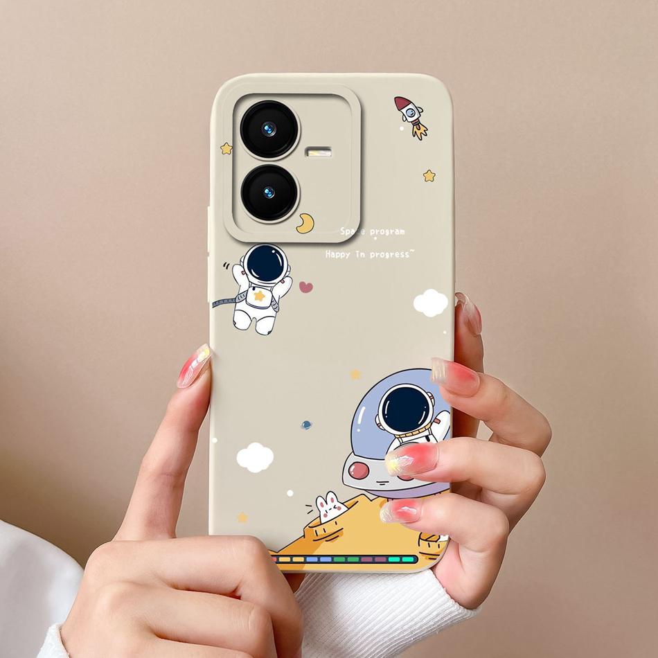 Cases For Vivo Y22 Y22S Flower Liquid Silicone Camera Lens Protection Phone Back Cover For VivoY22 Vivo Y 22 Y22 S Coque Bumper