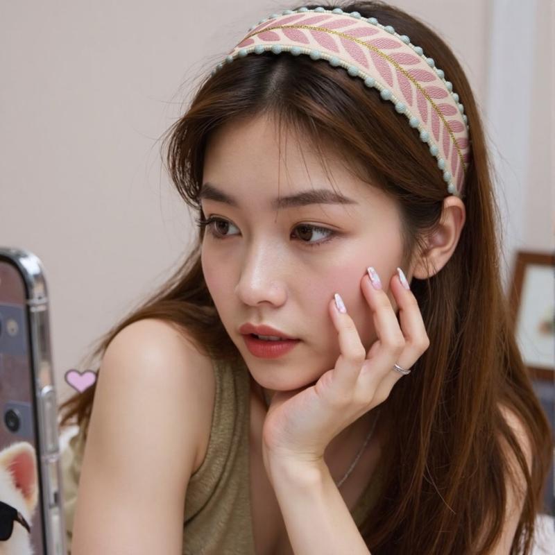 Wide Knotted Hairband With Leaf Embroidery Design Headbands Soft Fabric Hair Decoration Fashion Headwear For Women Girls