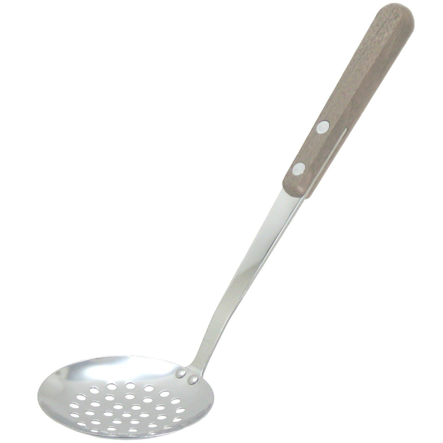 Nagao Luna Wooden Handle Ladle with Stainless Made in Japan Holes, Steel,