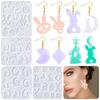 Easter Bunny Easter Egg Hollow Pattern Earring Pendant Silicone Mold Mould For Diy Ornaments Keychain Necklace Charms Mold