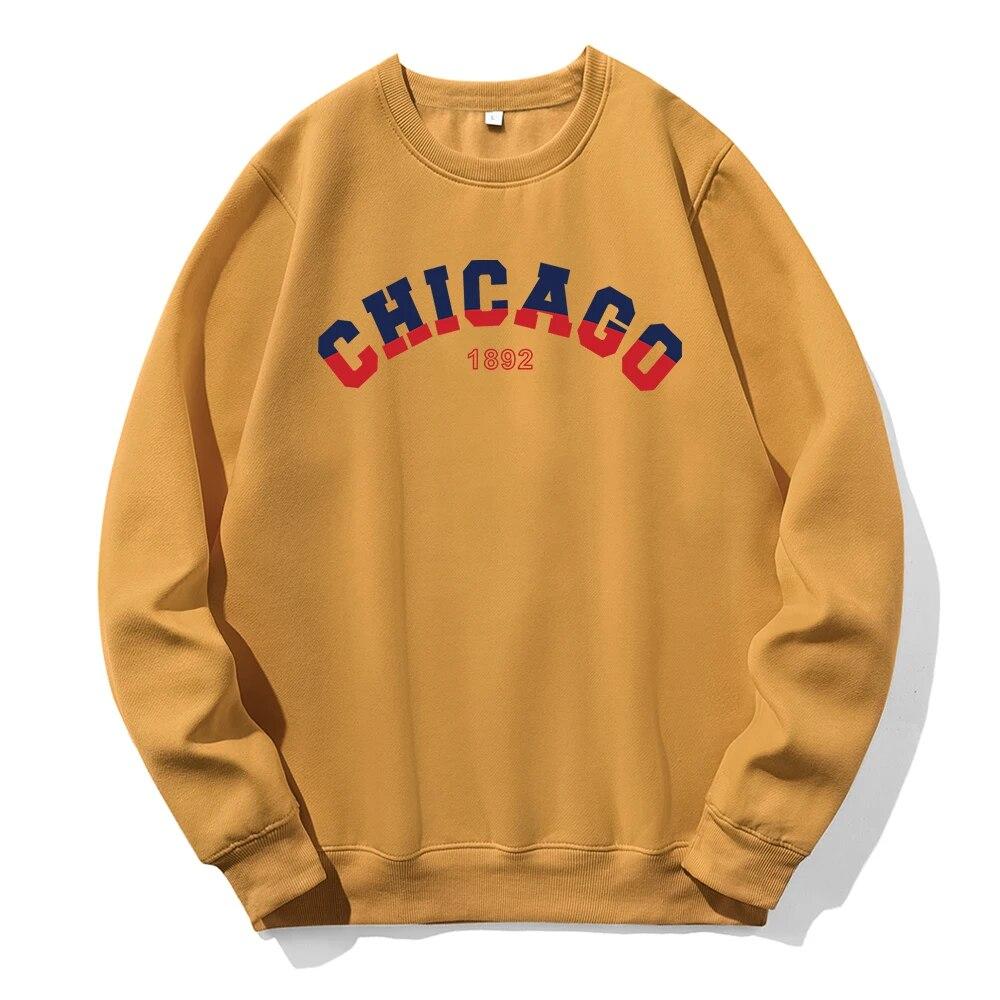 Chicago 1892 Red Blue Contrasting Design Unisex Sweatshirt Novelty Fashion Hooded O-Neck Casual Clothing Customize Loose Hoodies