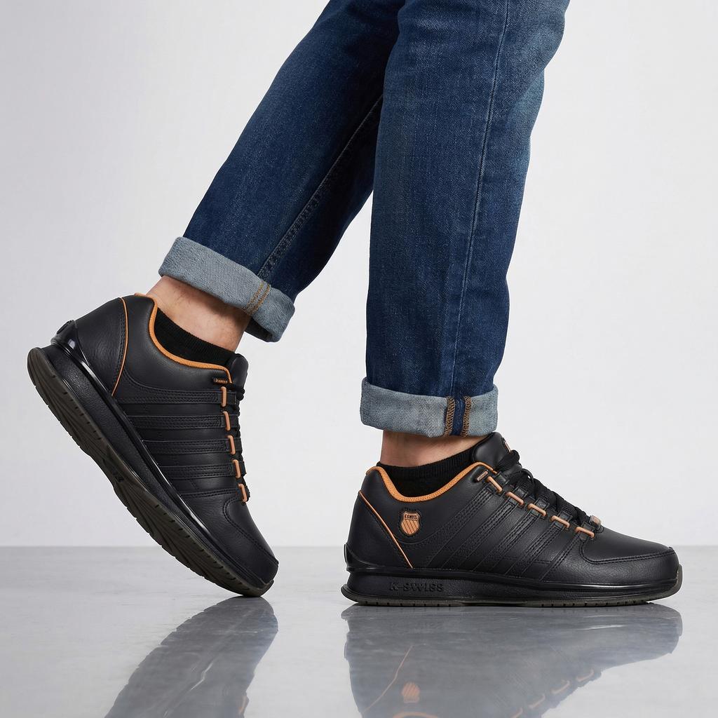 K-SWISS RINZLER Leather - Men's Sneakers Shoes Black 01235-014-M ORIGINAL