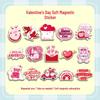 20 Valentine's Day Cartoon Magnetic Stickers - Romantic Heart and Bear Waterproof Refrigerator Decor