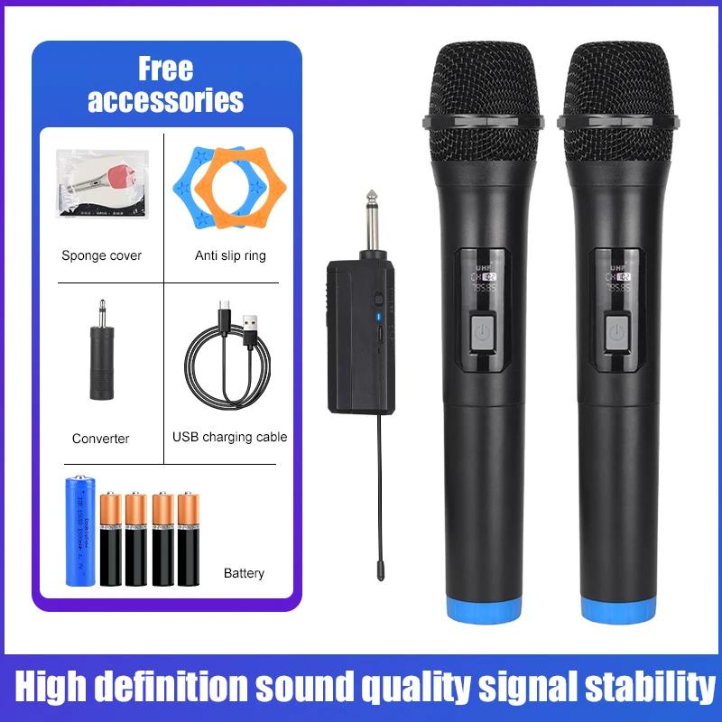 Wireless Microphone 2 Channels VHF Fixed Frequency Handheld Mic Micphone For Party Karaoke Professional Church Show Meeting