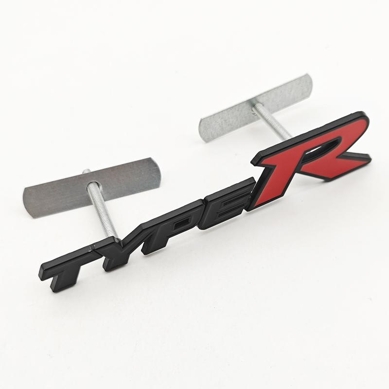 3D Metal Type R S Logo Front Grill Badge Rear Trunk Emblem Sticker Decals For Honda Civic TYPER CRV Accord Fit Car Accessories