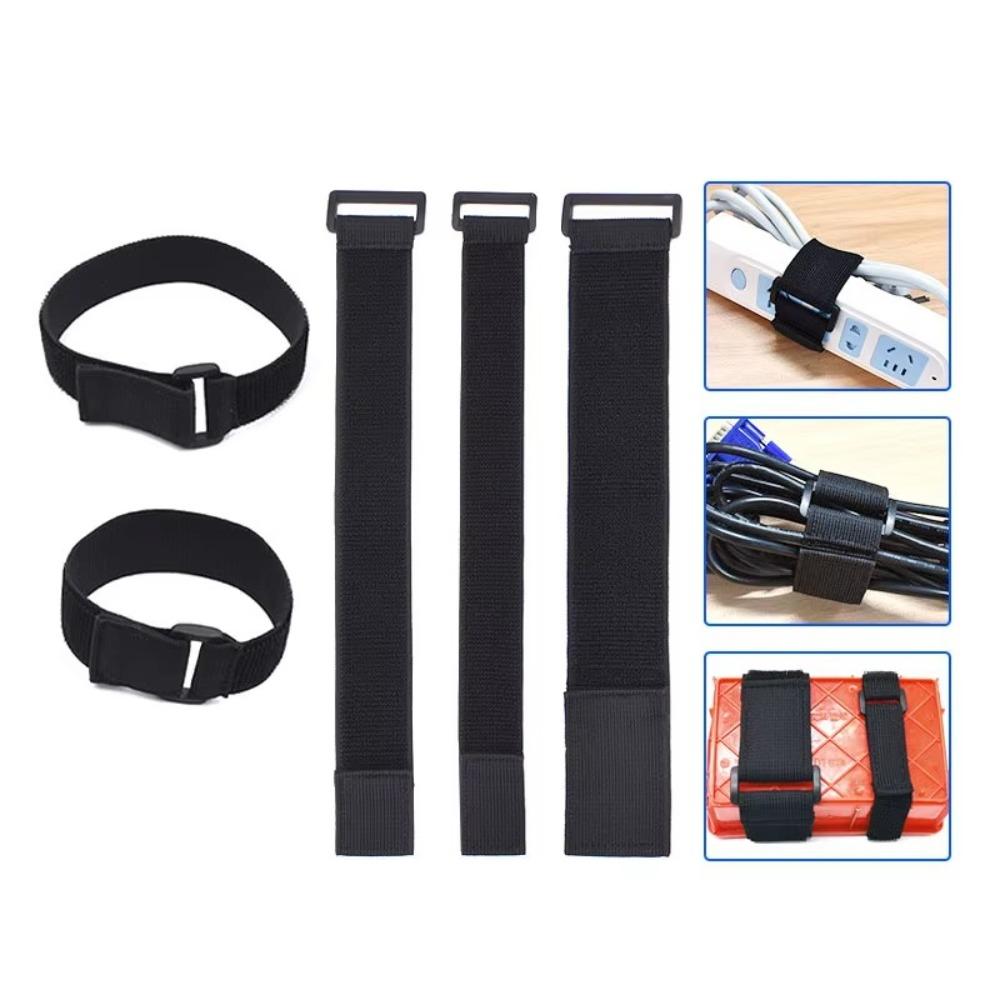 5PCS Reverse Buckle Magic Elastic Band Hook Loop Cable Tie Stretch Nylon Straps  Camping Tool