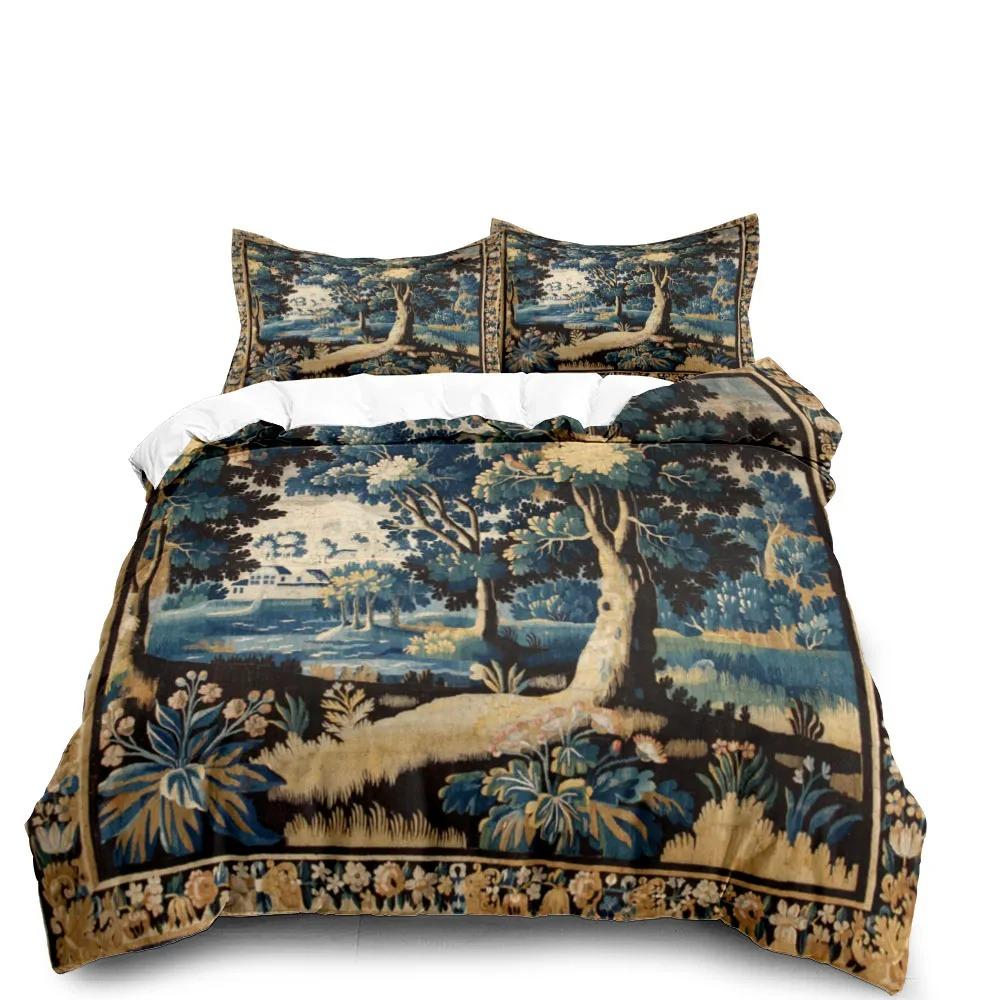 Antique Aubusson Duvet Cover Set King Queen Double Full Twin Single Size Bed Linen Set