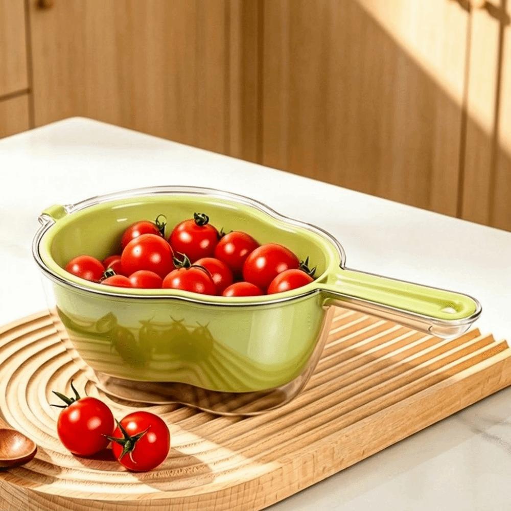 

Gourd-shaped Fruit Washing Basket Handheld Food Storage Container Draining Basket Salad Prep зелений