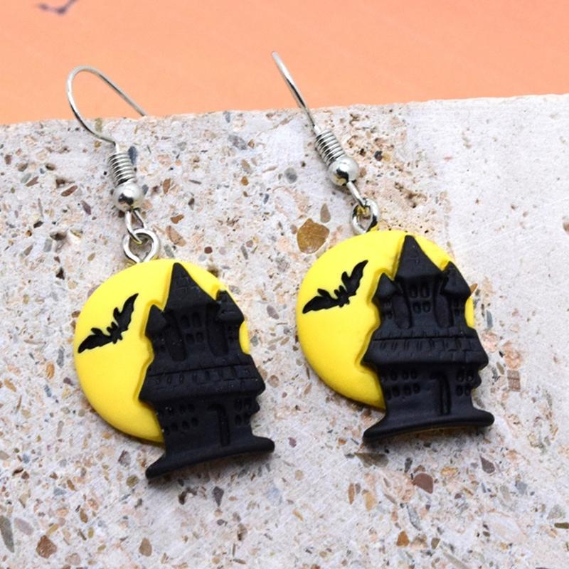 Fashion Halloween Dangle Earrings Pumpkin Cat Hat Earrings Statement Jewelry