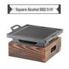 Korean Style Solid Alcohol BBQ Grill with Wooden Frame & Handle