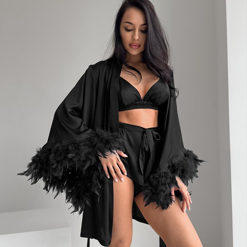 

Lace Trim Satin Slip Nightdress with Adjustable Straps and V-Neckline for Women Soft Fabric Sleepwear with Sheer Detailing and Stretch Fit S чёрный