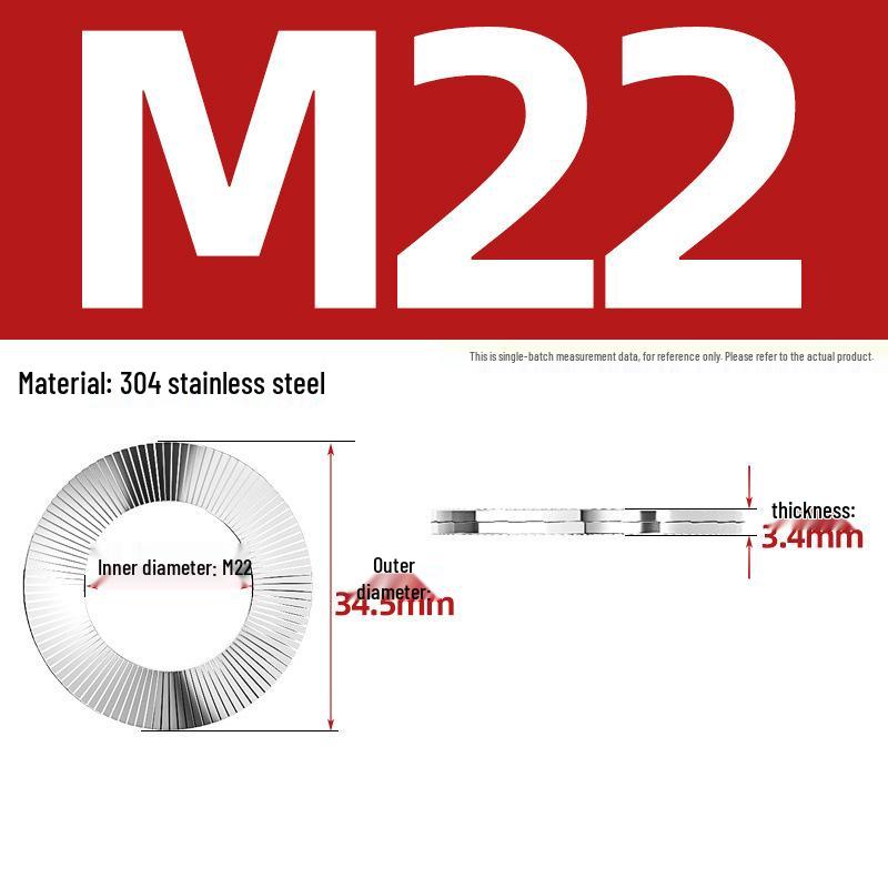 DIN25201 304 Stainless Steel Self-Locking Double Stack Washer, 65Mn Manganese Anti-Loosening, Double-Sided Tooth Layer.