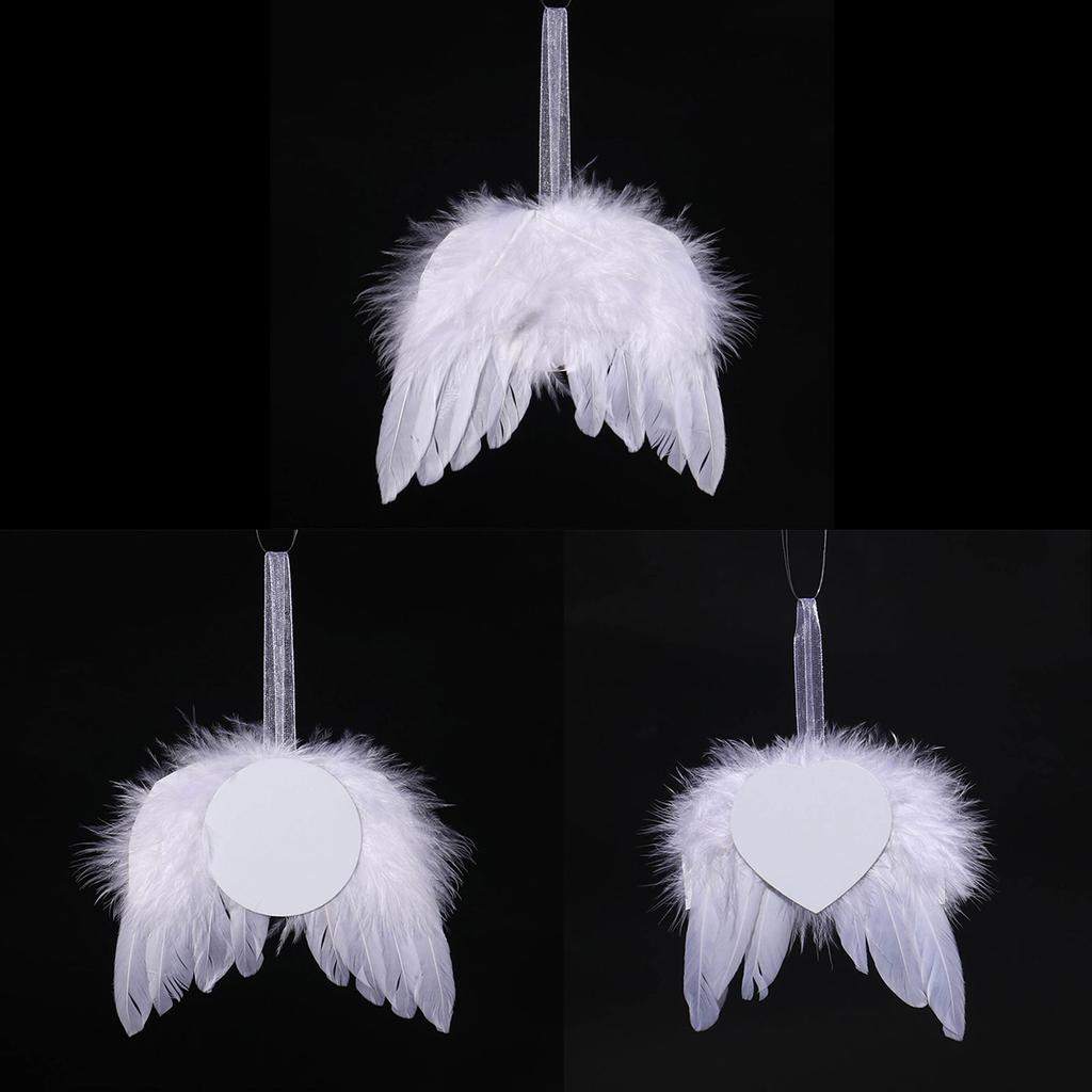 Sublimation Blank Products Pendant White Angel Wings Ornament Christmas Tree Decor for Jewelry Keychain Diy Craft Making