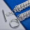 Elegant 925 sterling silver 8-inch exquisite woven bracelet, fashionable men's and women's wedding party jewelry accessories
