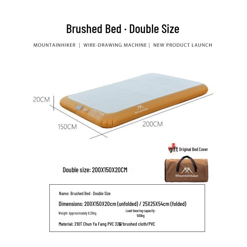 Mountain Guest Inflatable Mattress: Outdoor Tent Cloud Bed, Brushed Finish, Thickened Auto Airbed for Camping & Home Use.