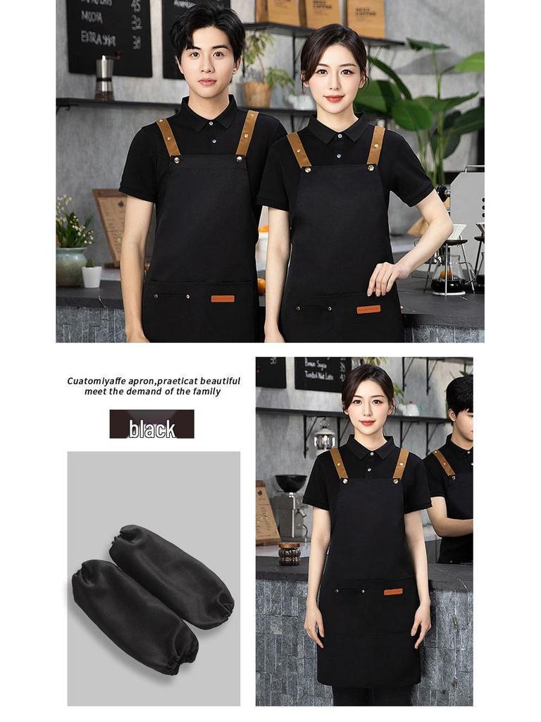 Red Catering Apron - Waterproof & Oil-Proof, Customizable Logo & Text, Wide Double Shoulder Straps, Ideal for Kitchen & Baking Work.