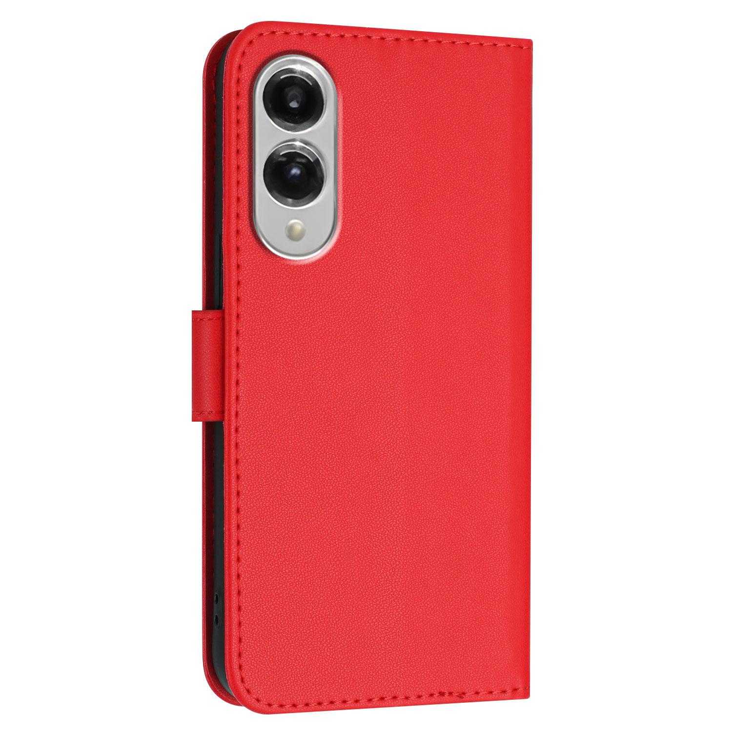 

For Samsung Galaxy S25 Edge Case Triangle Imprint Leather Phone Cover with Lanyard Rose Gold