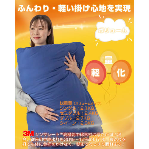 Colorsroom Double Duvet, Warmer Than Down, Thinsulate, Winter Comforter, 2.6kg, Washable, Lightweight, Antibacterial, Odor-Resistant, Dust Mite-Resist