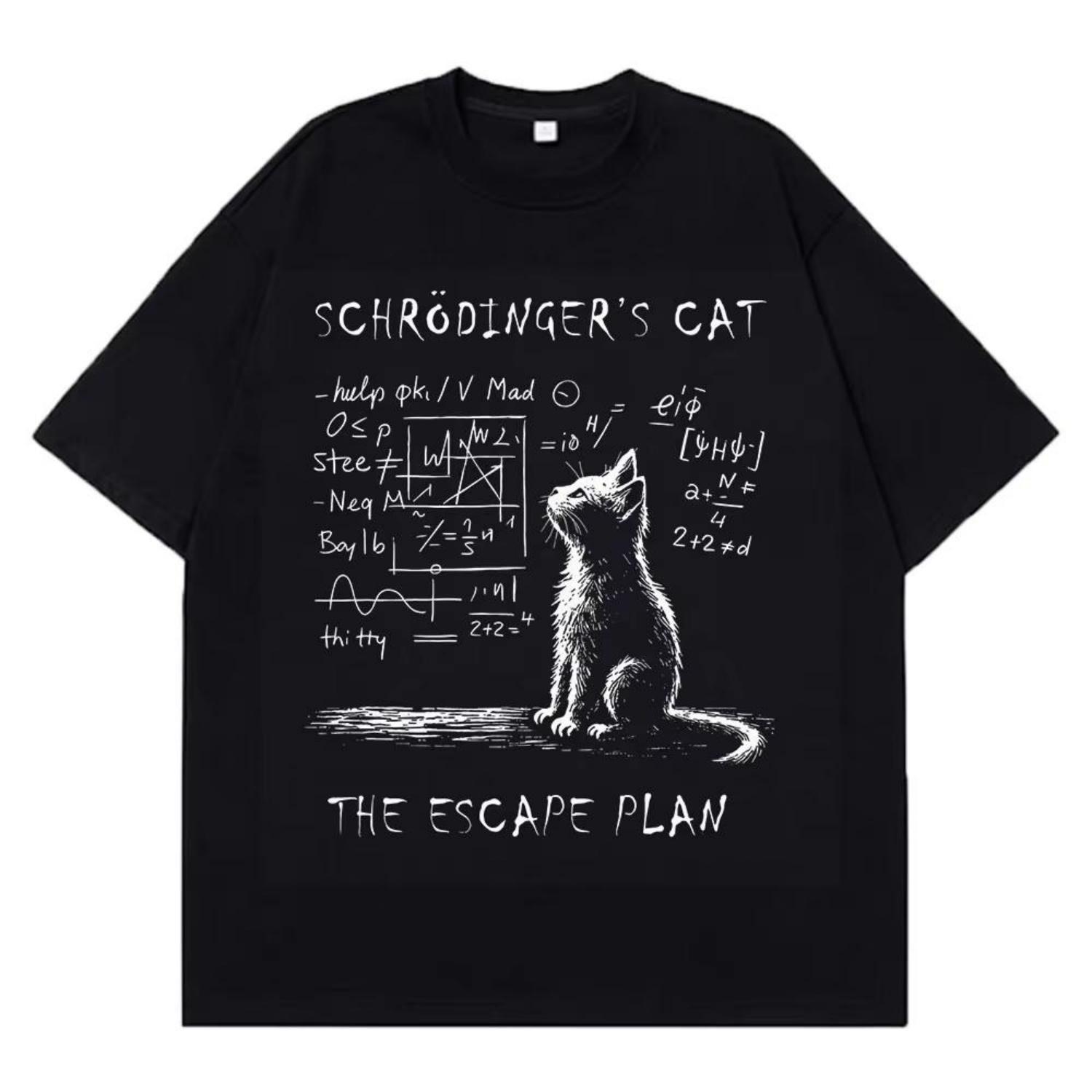 

Interesting Cat Print Design Streetstyle Mens Clothing for Summer Outdoor Outings Fun and Fashionable Breathable Mens Tshirt S чёрный