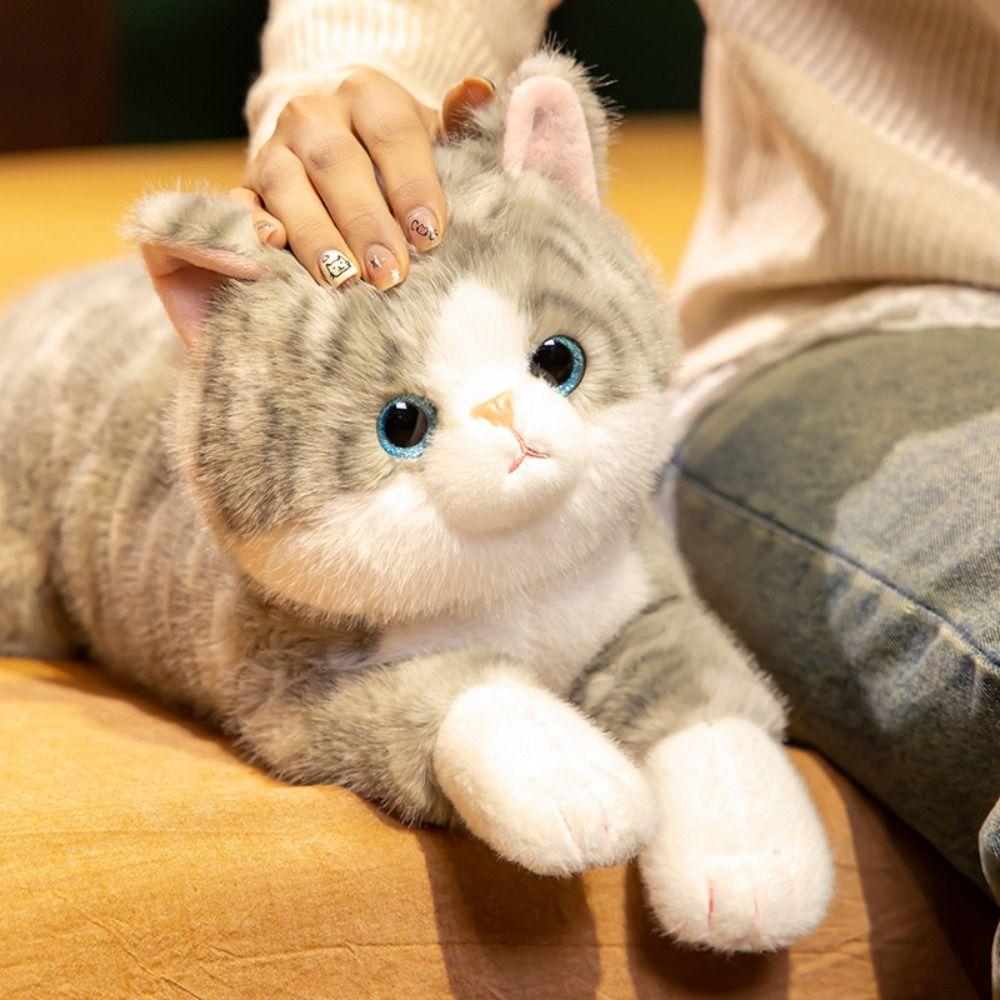 Cuddly Lifelike Cat Doll Lovely Simulation Stuffed Cat Desktop Decoration
