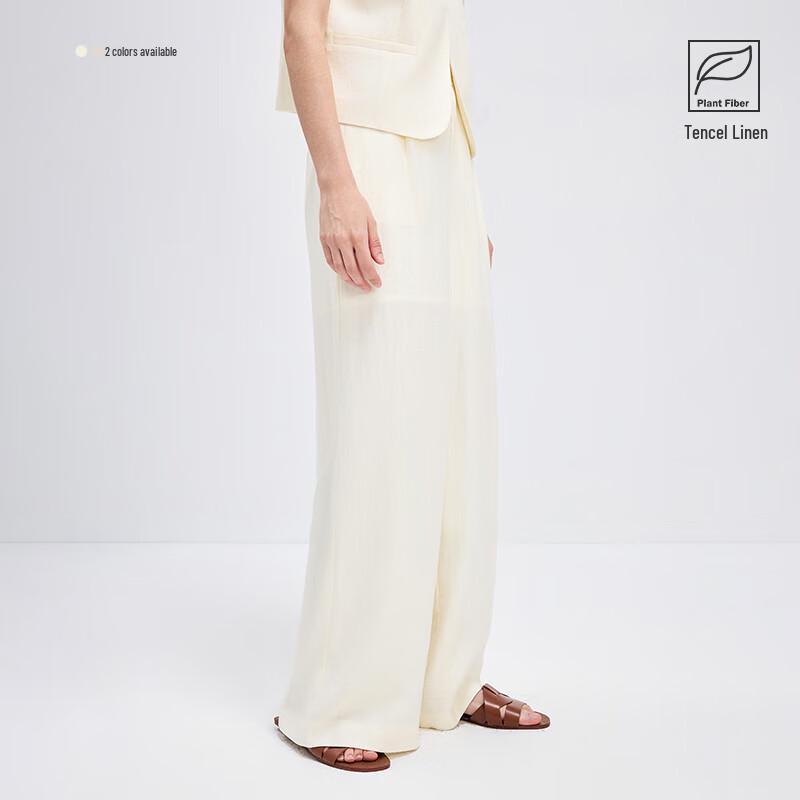 Navigare Women's Old Money Style Linen Wide-Leg Trousers