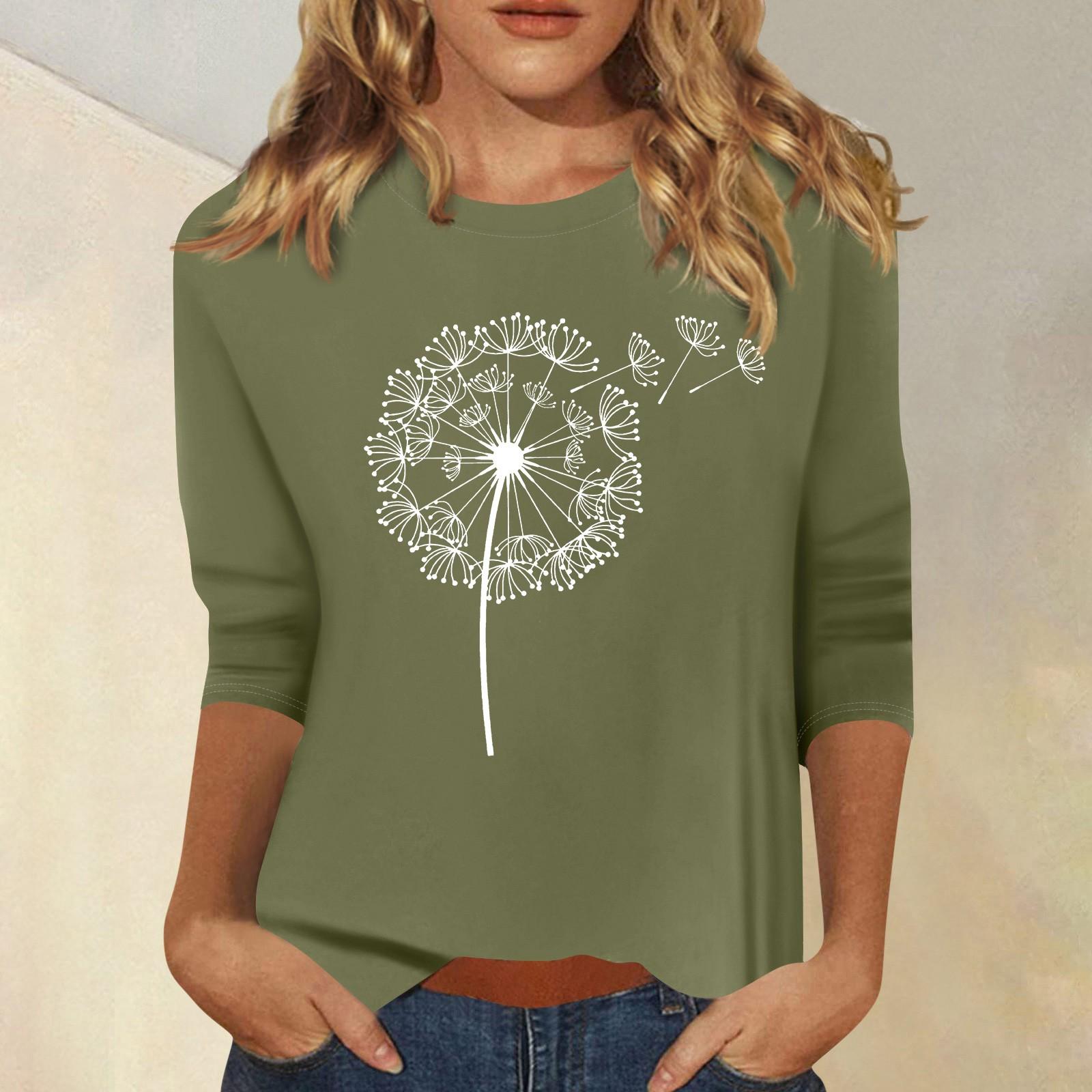 

Женская мода повседневный принтованный топ с семью рукавами и круглым вырезом S