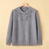 Yalu Women's Loose Embroidered Knit Cardigan for Middle-Aged & Elderly