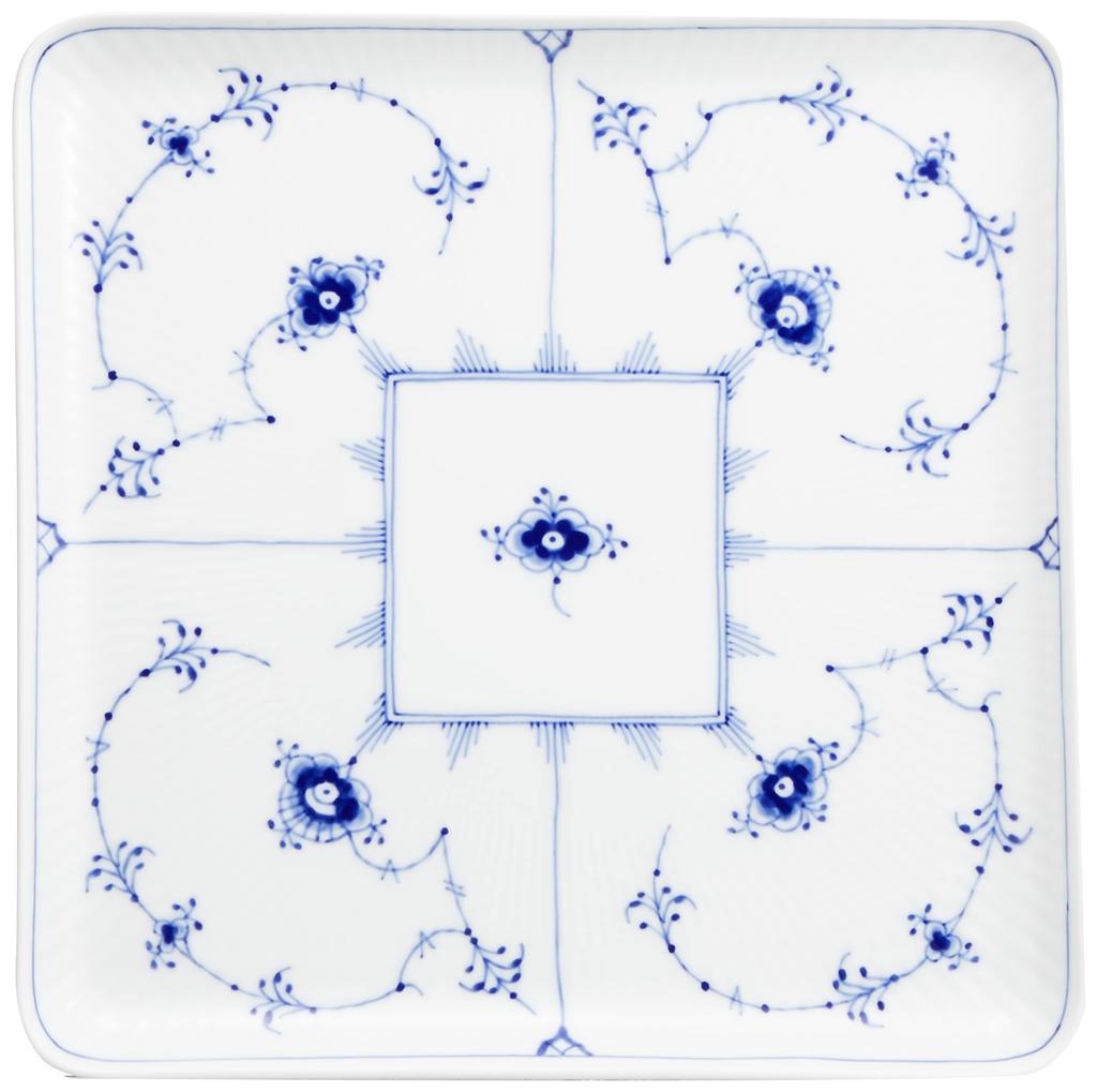 Imported Royal Copenhagen Blue Fluted Plain Square Dish Plate 20cm Wedding Gift Present 1017204 [Regular Product]