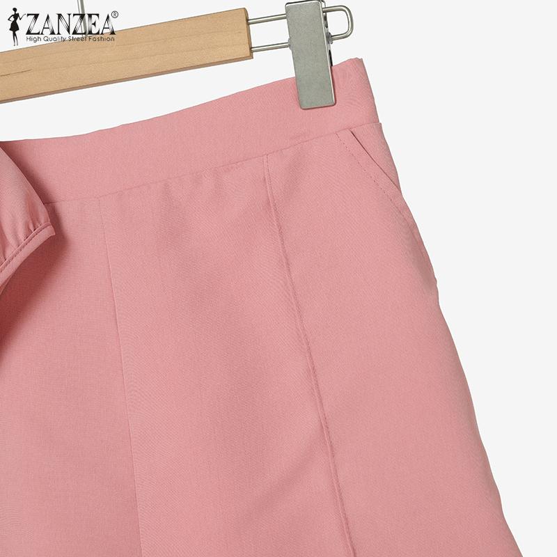 ZANZEA Damen Kurzarmbluse und Shorts Sommer Zweiteiliges Anzug-Set