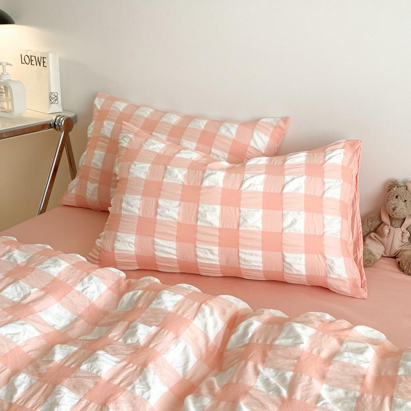 INS Károvaná Série Povlečení Prané Bavlna Povlak na přikrývku prostěradlo povlaky na polštáře Ložní prádlo Set Queen/King Postel edredones de cama