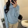 Rhinestone Jacquard Ruffled High-Neck Women's Soft Pullover Sweater