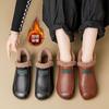 Winter soft leather non-slip mother shoes comfortable soft sole velvet elderly cotton shoes soft leather shoes winter women's shoes fashion boots