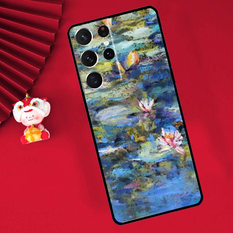 Claude Monet Garden Lotus Bridge Case For Samsung Galaxy S24 S23 S22 S21 Ultra S20 FE Note 20 10 Plus S8 S9 S10 Back Cover