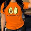 Cartoon Avocado Fashion Harajuku Style Pure Cotton Printed Women's Round Neck Short Sleeved T-shirt