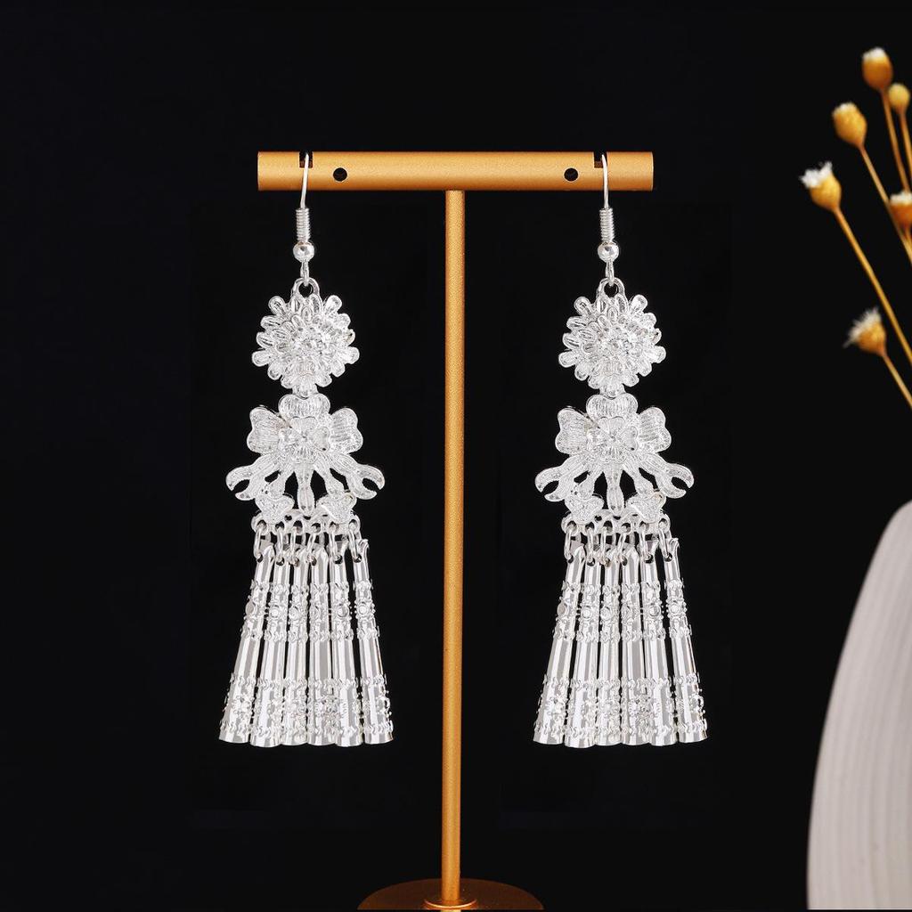 Miao Long Silber Quastenohrringe: Ethnischer Stil, Leichter Luxus, Übertriebenes Design für Frauen