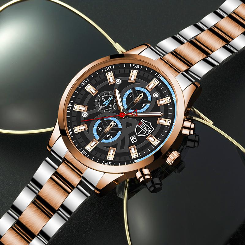 Mode Herren Uhren Luxus Edelstahl Quarz Armbanduhr Männlich Business Sport Leder Uhr Leuchtende Uhr