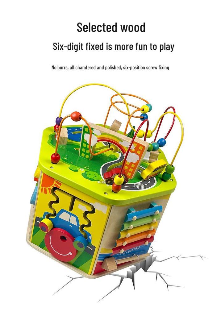 Multifunctional Wooden Early Education Maze and Bead Box for Children Ages 1-3